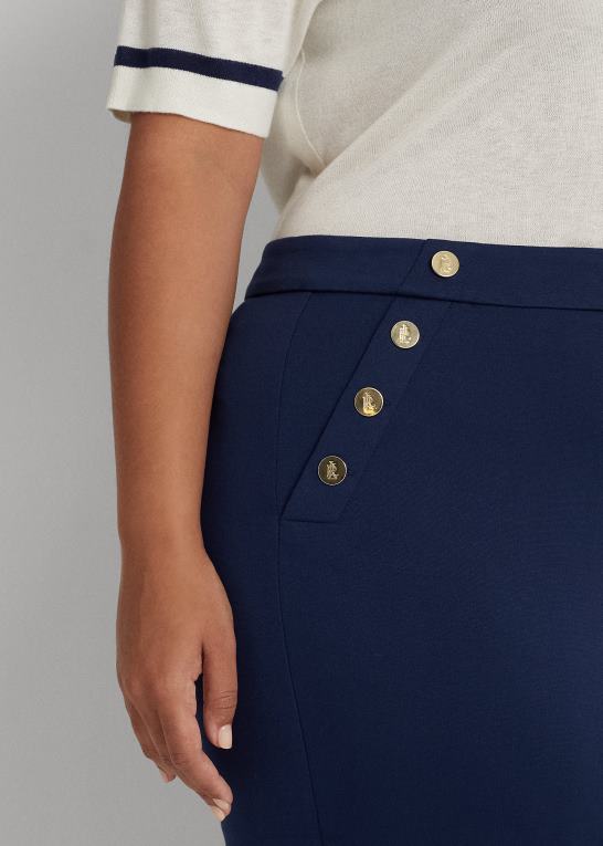 raffineret flåde Kvinder Ralph Lauren ponte ankelbukser med knapper Z426B4620