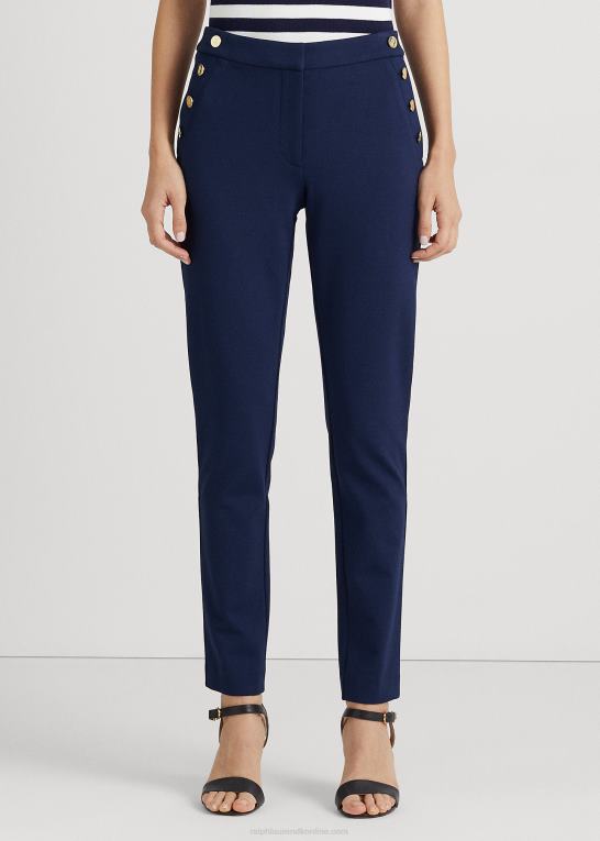 raffineret flåde Kvinder Ralph Lauren ponte ankelbukser med knapper Z426B4829