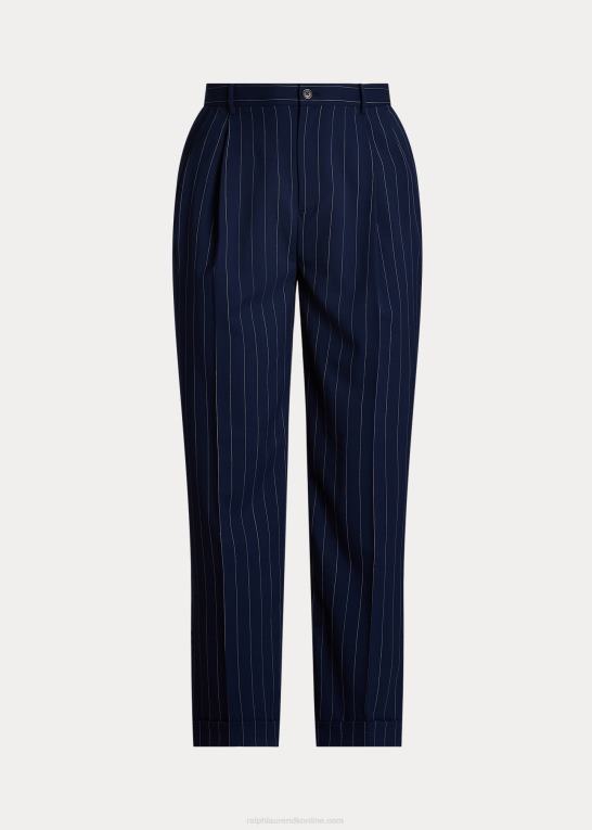 raffineret marineblå/hvid Kvinder Ralph Lauren nålestribet twill lige buks Z426B4801