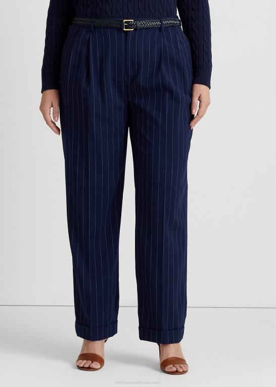 raffineret marineblå/hvid Kvinder Ralph Lauren nålestribet twill lige buks Z426B4801