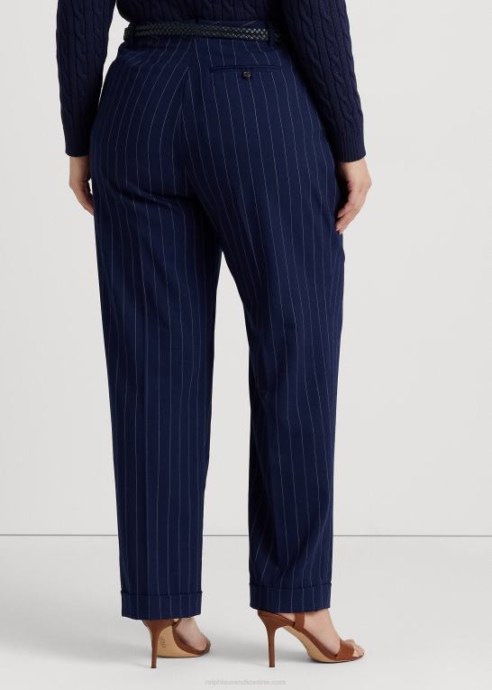 raffineret marineblå/hvid Kvinder Ralph Lauren nålestribet twill lige buks Z426B4801