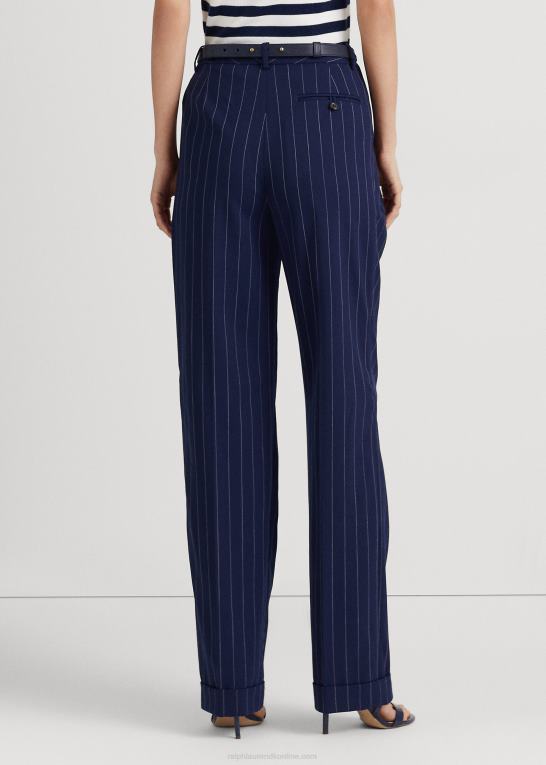 raffineret marineblå/hvid Kvinder Ralph Lauren nålestribet twill lige buks Z426B4888