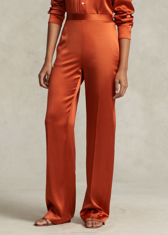 sød kartoffel Kvinder Ralph Lauren silke charmeuse lige bukser Z426B3209