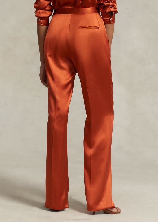 sød kartoffel Kvinder Ralph Lauren silke charmeuse lige bukser Z426B3209