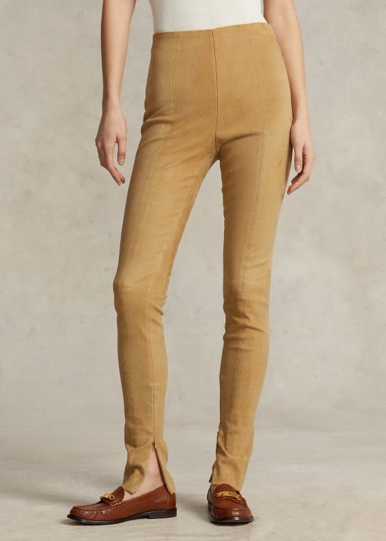 sand Kvinder Ralph Lauren lammeskinds legging i ruskind Z426B3120