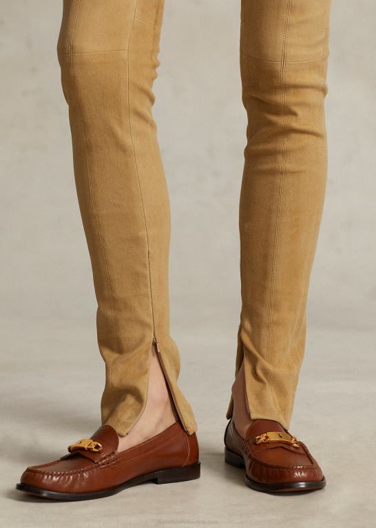 sand Kvinder Ralph Lauren lammeskinds legging i ruskind Z426B3120
