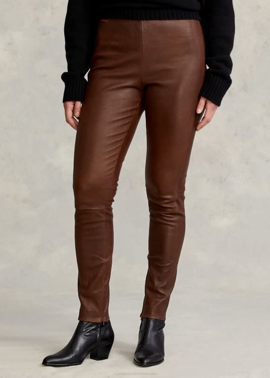 skovbrun Kvinder Ralph Lauren skinny bukser i læder Z426B3344