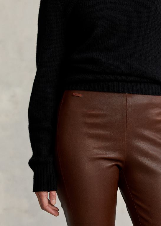 skovbrun Kvinder Ralph Lauren skinny bukser i læder Z426B3344