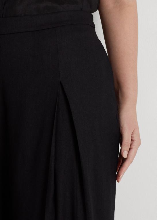 sort Kvinder Ralph Lauren plisseret hør-blanding twill bukser med brede ben Z426B4912