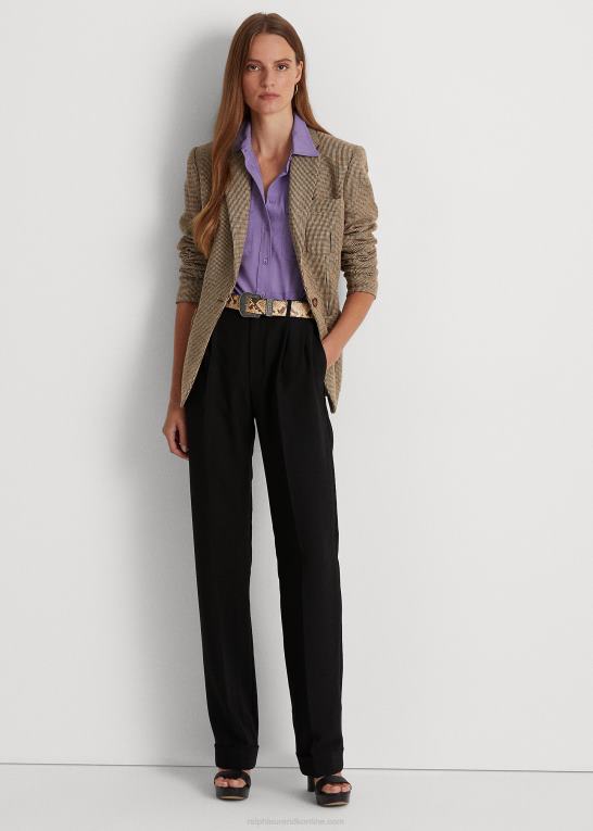 sort Kvinder Ralph Lauren plisseret sable crepe bukser Z426B4853