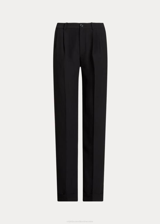 sort Kvinder Ralph Lauren plisseret sable crepe bukser Z426B4853
