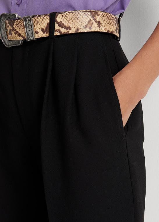 sort Kvinder Ralph Lauren plisseret sable crepe bukser Z426B4853