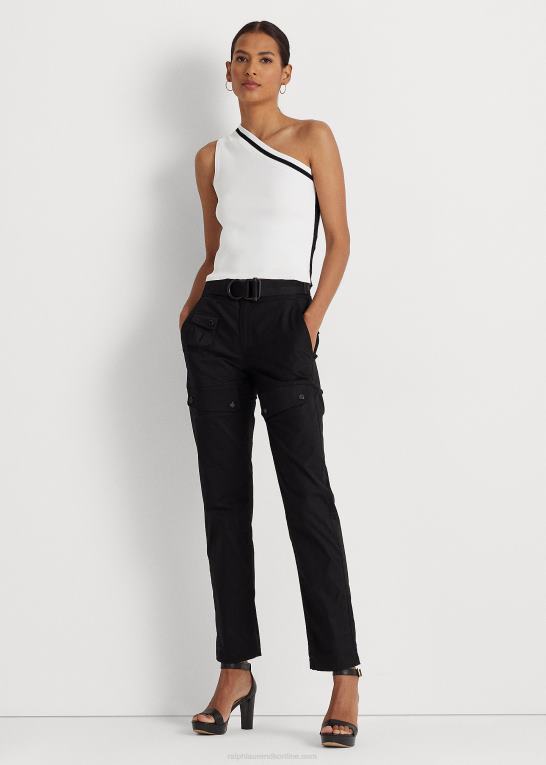 sort Kvinder Ralph Lauren satin cargo bukser med bælte Z426B3862