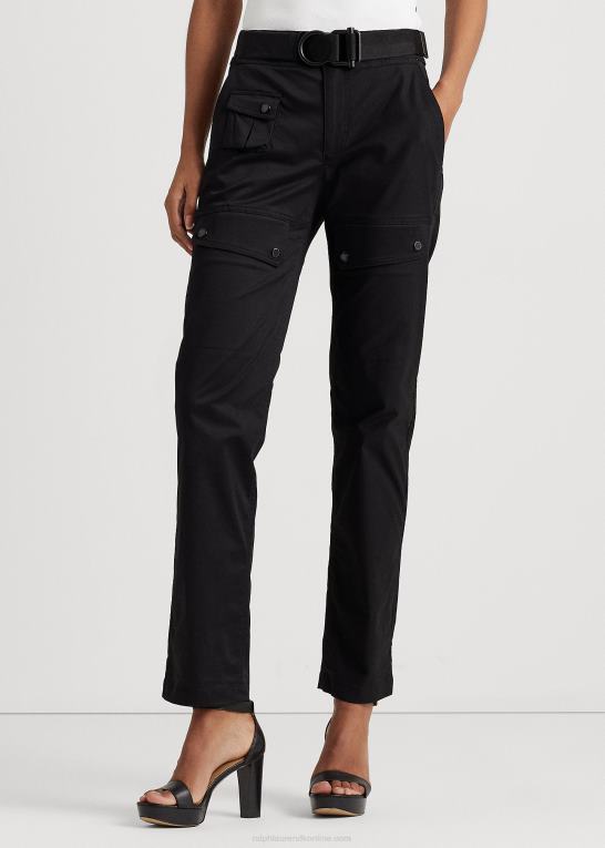 sort Kvinder Ralph Lauren satin cargo bukser med bælte Z426B3862