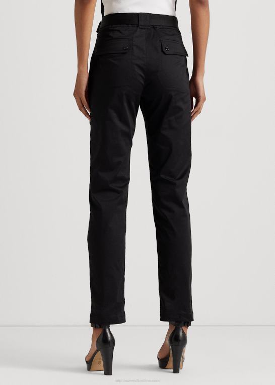 sort Kvinder Ralph Lauren satin cargo bukser med bælte Z426B3862