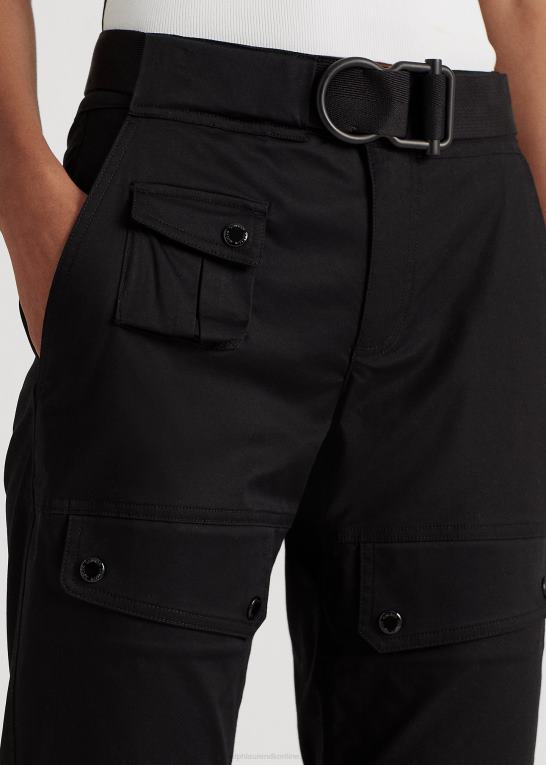 sort Kvinder Ralph Lauren satin cargo bukser med bælte Z426B3862