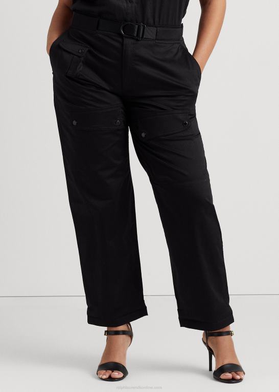 sort Kvinder Ralph Lauren satin cargo bukser med bælte Z426B4555