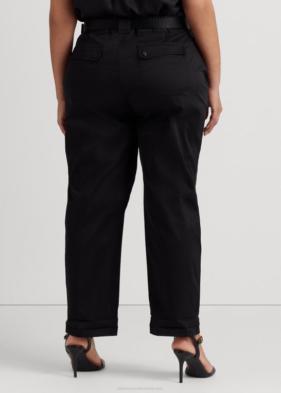 sort Kvinder Ralph Lauren satin cargo bukser med bælte Z426B4555