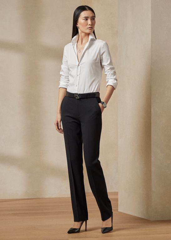 sort Kvinder Ralph Lauren seth stretch uld crepe bukser Z426B9132
