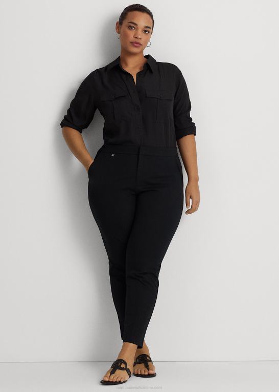 sort Kvinder Ralph Lauren skinny bukser i bomuldstwill Z426B4715