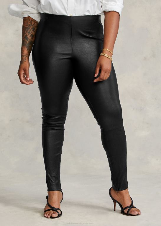 sort Kvinder Ralph Lauren skinny bukser i læder Z426B3342
