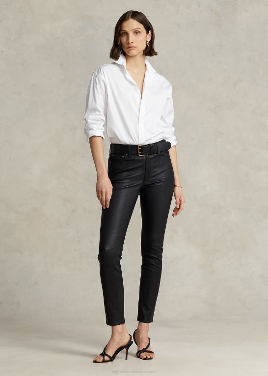 sort Kvinder Ralph Lauren skinny bukser i læder med 5 lommer Z426B3279