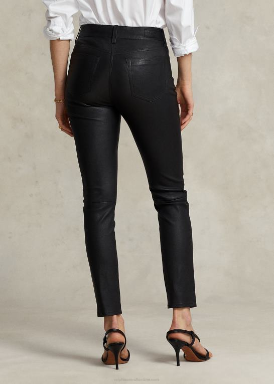 sort Kvinder Ralph Lauren skinny bukser i læder med 5 lommer Z426B3279