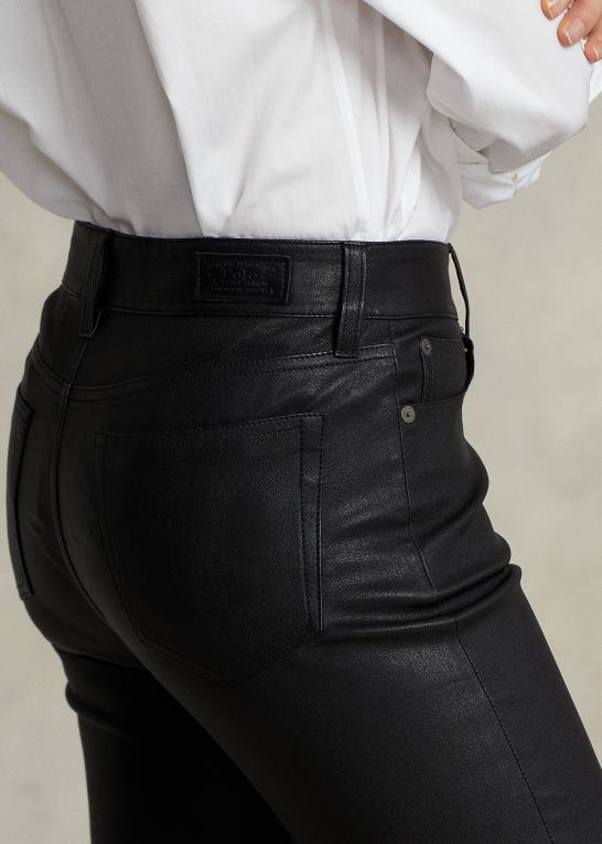 sort Kvinder Ralph Lauren skinny bukser i læder med 5 lommer Z426B3279