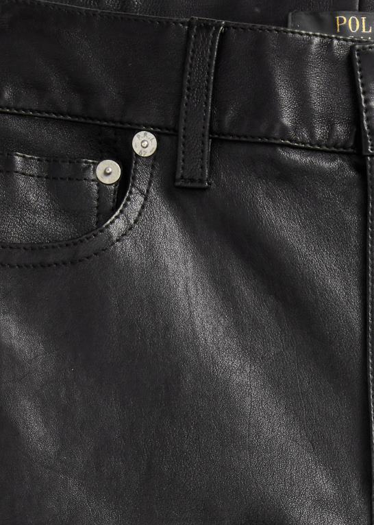 sort Kvinder Ralph Lauren skinny bukser i læder med 5 lommer Z426B3279
