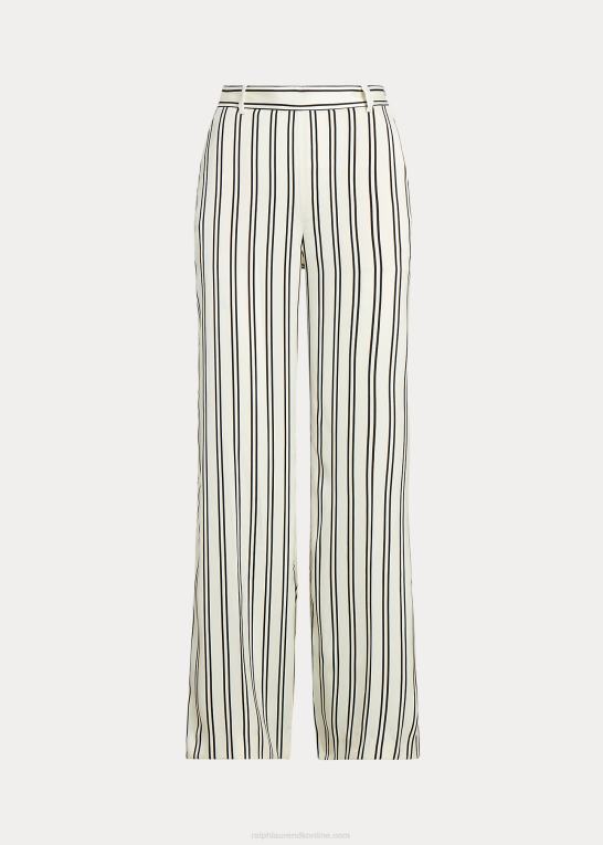 sort/creme stribe Kvinder Ralph Lauren stribet satin bukser med brede ben Z426B2952