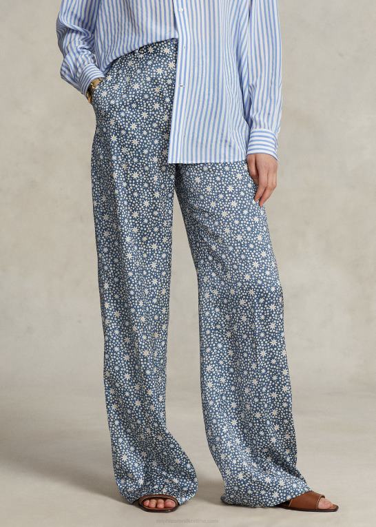 strålende print Kvinder Ralph Lauren satin bukser med brede ben med starburst-motiv Z426B3109