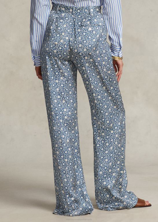 strålende print Kvinder Ralph Lauren satin bukser med brede ben med starburst-motiv Z426B3109