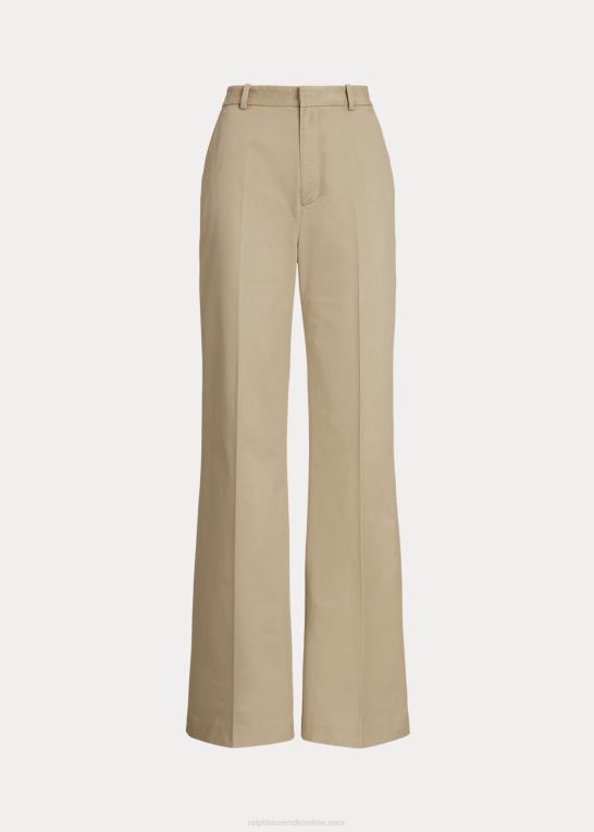 tan Kvinder Ralph Lauren plisseret stretch twill bukser med brede ben Z426B3176