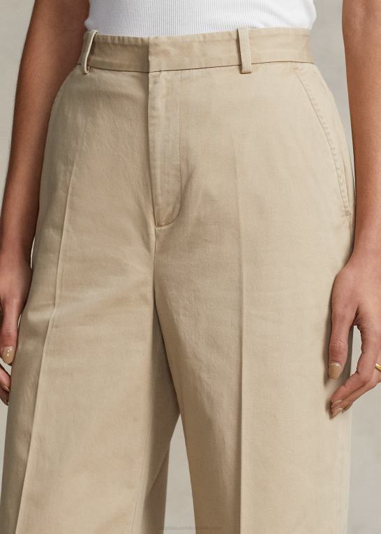 tan Kvinder Ralph Lauren plisseret stretch twill bukser med brede ben Z426B3176