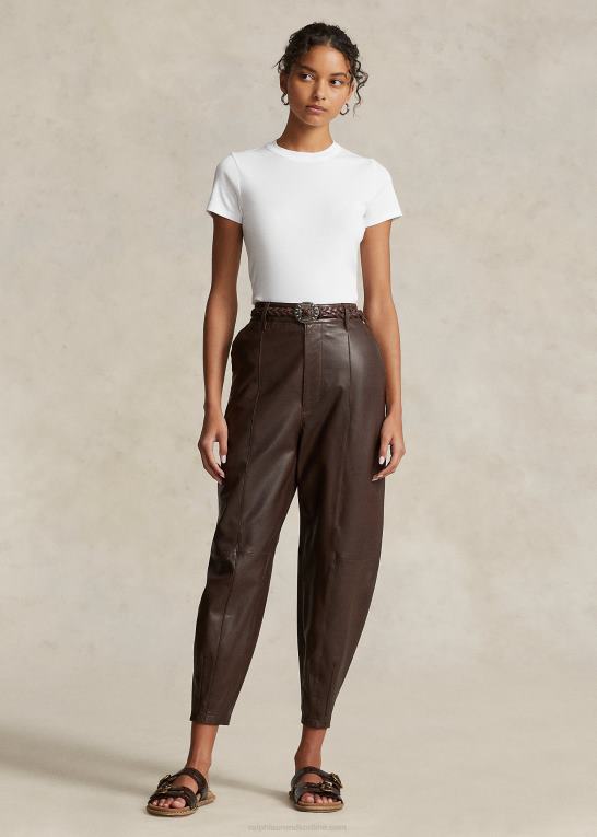 tobak Kvinder Ralph Lauren tilspidsede bukser i lammeskind Z426B9203