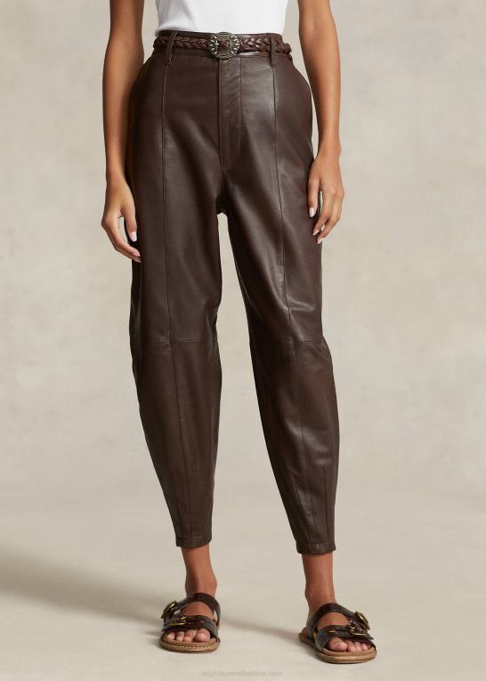 tobak Kvinder Ralph Lauren tilspidsede bukser i lammeskind Z426B9203