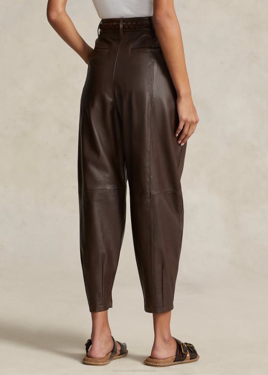 tobak Kvinder Ralph Lauren tilspidsede bukser i lammeskind Z426B9203