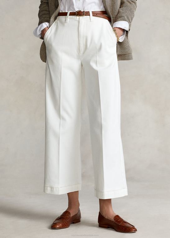 varm hvid Kvinder Ralph Lauren chino bukser med brede ben Z426B2882