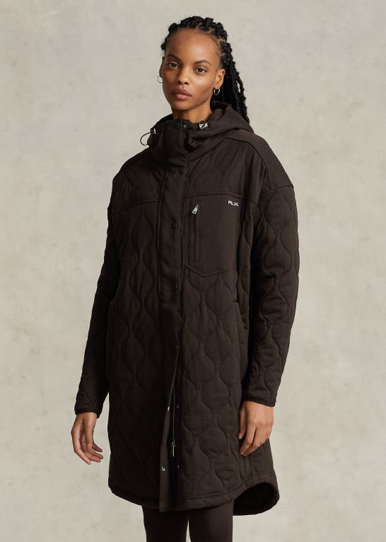antik brun Kvinder Ralph Lauren oversize quiltet hættejakke Z426B3118