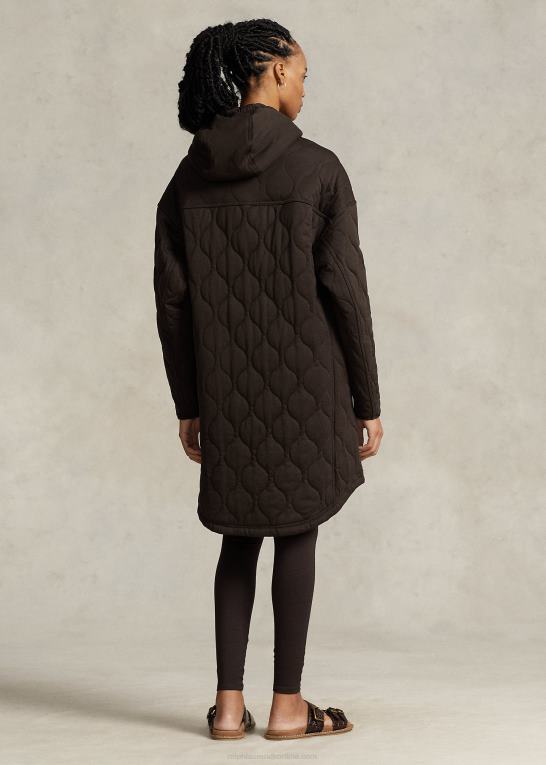 antik brun Kvinder Ralph Lauren oversize quiltet hættejakke Z426B3118