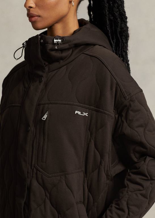 antik brun Kvinder Ralph Lauren oversize quiltet hættejakke Z426B3118