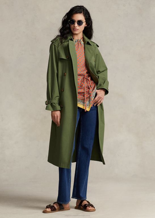baldakin oliven Kvinder Ralph Lauren poplin trenchcoat Z426B9201