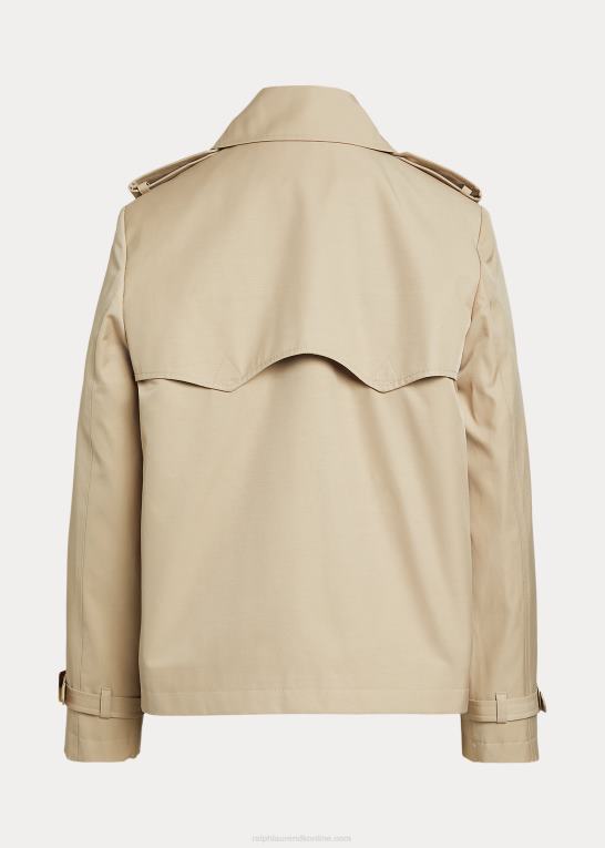 birkebrun Kvinder Ralph Lauren kort dobbeltradet trenchcoat Z426B4122
