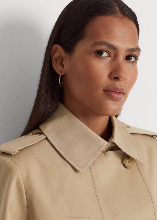 birkebrun Kvinder Ralph Lauren kort dobbeltradet trenchcoat Z426B4122