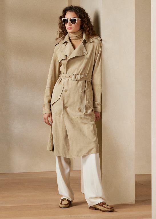 bleg honning Kvinder Ralph Lauren baird trenchcoat af lamme-ruskind Z426B3558