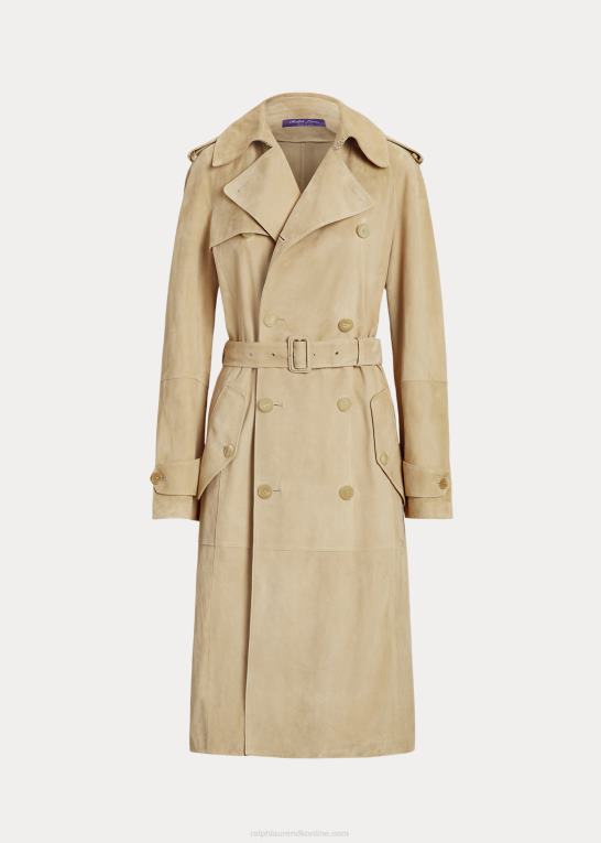 bleg honning Kvinder Ralph Lauren baird trenchcoat af lamme-ruskind Z426B3558