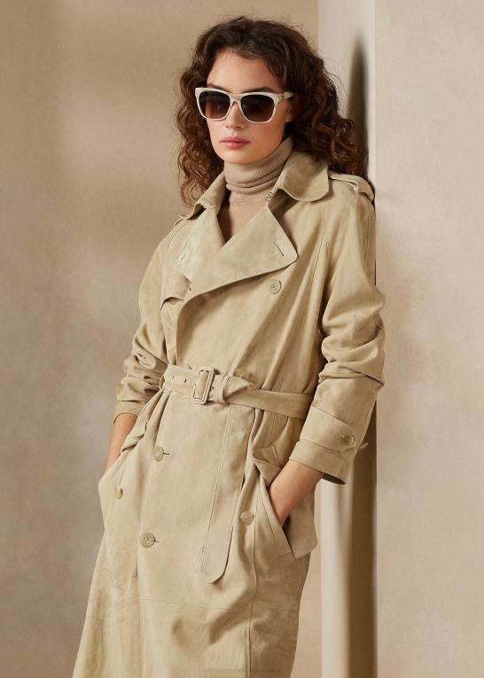 bleg honning Kvinder Ralph Lauren baird trenchcoat af lamme-ruskind Z426B3558