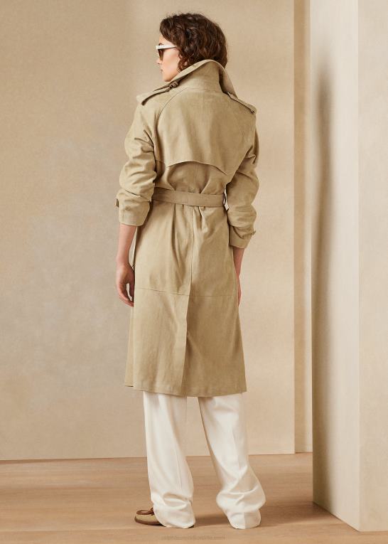 bleg honning Kvinder Ralph Lauren baird trenchcoat af lamme-ruskind Z426B3558