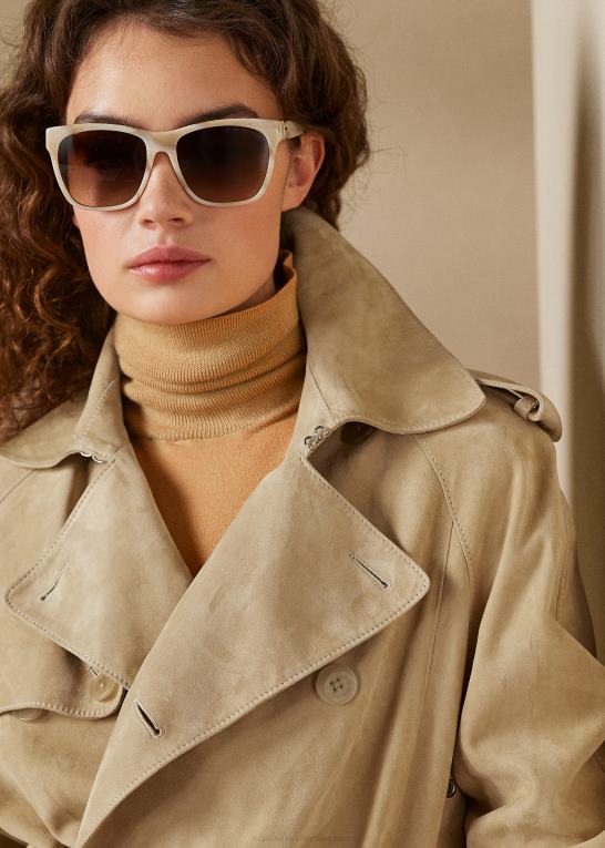 bleg honning Kvinder Ralph Lauren baird trenchcoat af lamme-ruskind Z426B3558