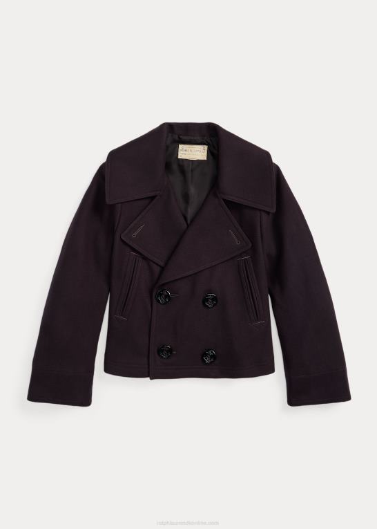 flåde Kvinder Ralph Lauren beskåret melton peacoat i uldblanding Z426B3672